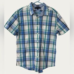 Tommy‎ Hilfiger Blue and Green Plaid Button Down Shirt Size XL